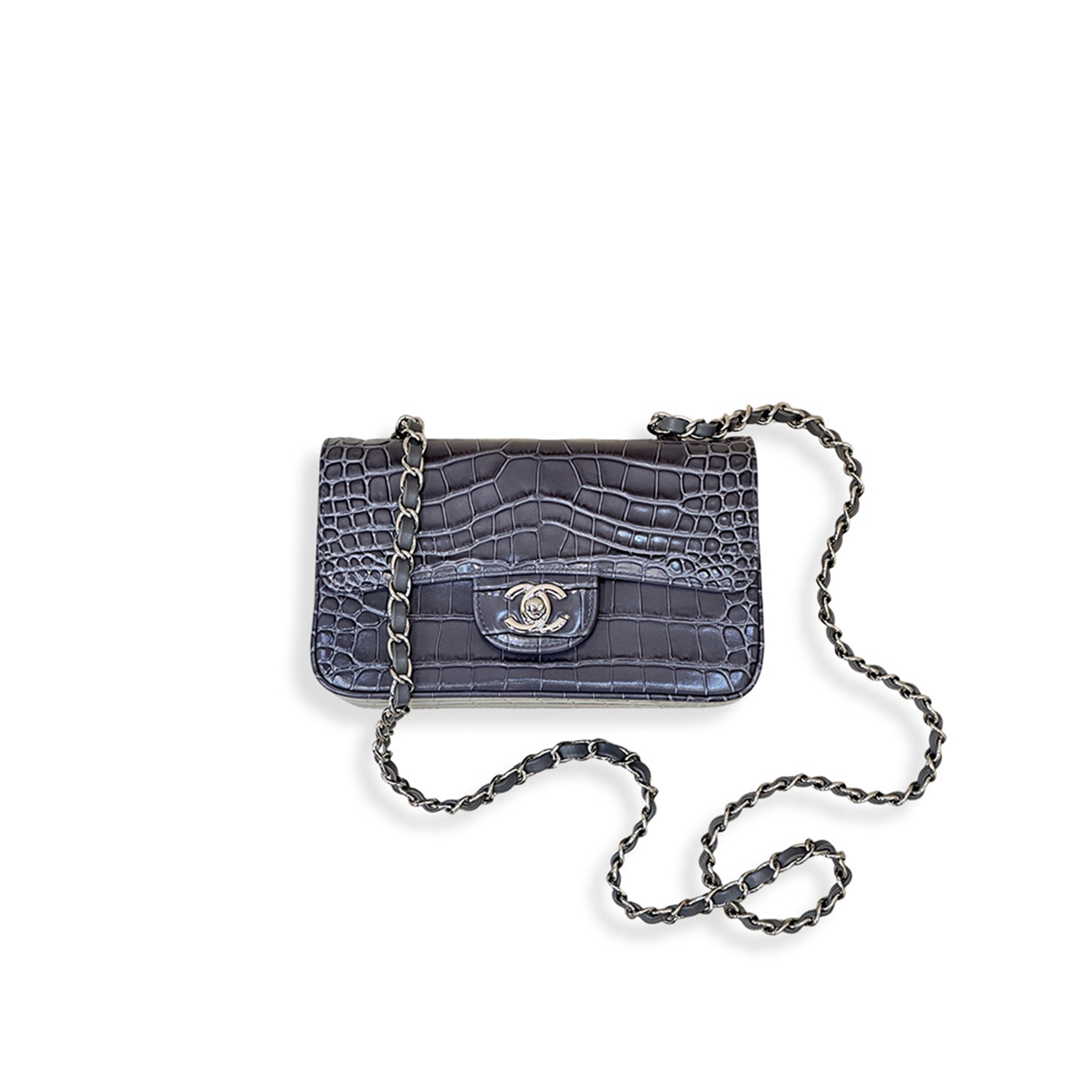 CHANEL SHINY ALLIGATOR MINI RECTANGULAR FLAP (20*12*6cm)